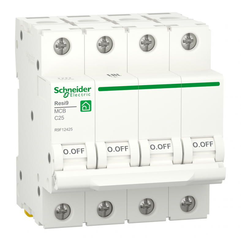 Schneider Electric Автоматичний вимикач Resi9, 25А, 4p, крива C, 6 кА